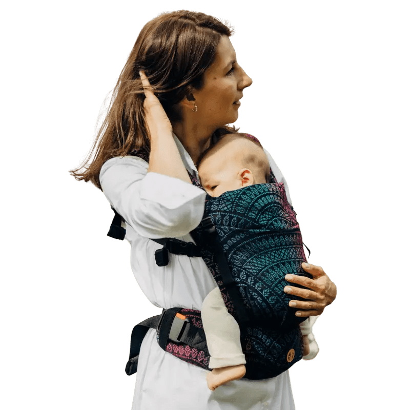 Peacock's Tail Black Opal LennyLight Baby Carrier by LennyLamb - Buckle CarrierLittle Zen One5907557780698