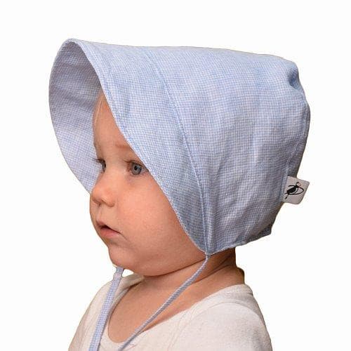 Sky Blue Check Linen Summer Day Bonnet - Baby Carrier AccessoriesLittle Zen One628185436409