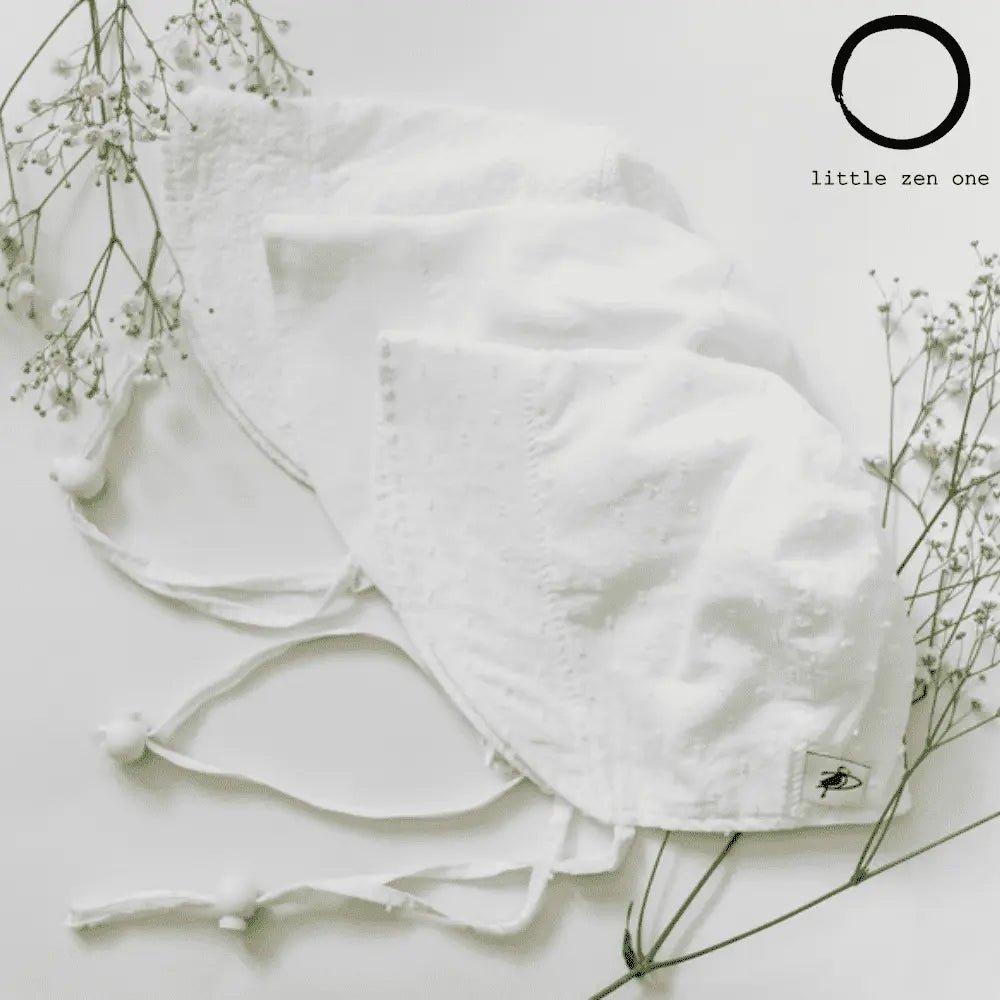 White Oxford Cotton Infant and Toddler UPF50+ Sun Protection Bonnet - Baby Carrier AccessoriesLittle Zen One628185032700